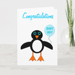 Niedlich Blue Baby Boy Pinguin Custom Card Karte