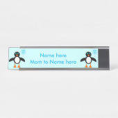Niedlich Blue Baby Boy Pinguin Custom Desk Schild (Vorderseite )