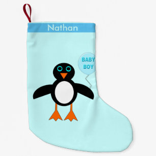 Niedlich Blue Baby Boy Pinguin Custom Kleiner Weihnachtsstrumpf