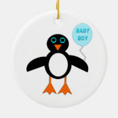 Niedlich Blue Baby Boy Pinguin Ornament (Hinten)