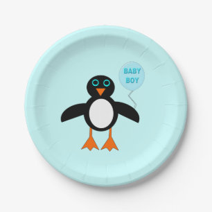 Niedlich Blue Baby Boy Pinguin Paper Party Teller