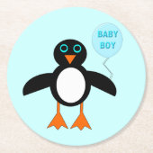 Niedlich Blue Baby Boy Pinguin Paper Untersetzer (Vorderseite)