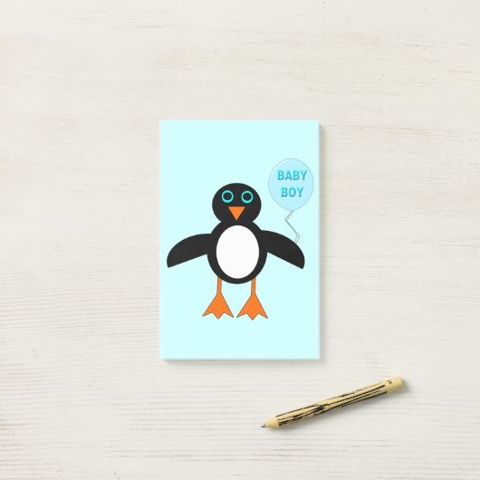 Niedlich Blue Baby Boy Pinguin Post notiert Pad Post-it Klebezettel (Auf Schreibtisch)