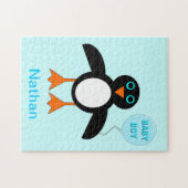 Niedlich Blue Baby Boy Pinguin Puzzle (Horizontal)