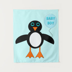 Niedlich Blue Baby Boy Pinguin Tapestry Wandteppich