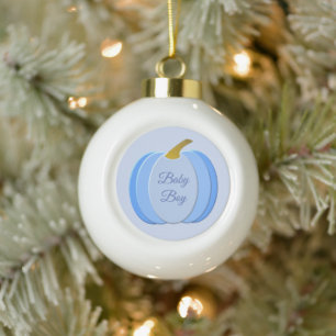 Niedlich Blue Baby Boy Pumpkin Custom 1. Weihnacht Keramik Kugel-Ornament