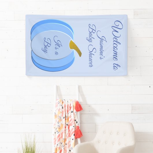 Niedlich Blue Baby Boy Pumpkin Custom Baby Dusche Banner (Insitu)