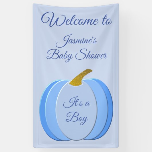 Niedlich Blue Baby Boy Pumpkin Custom Baby Dusche Banner (Vertikal)