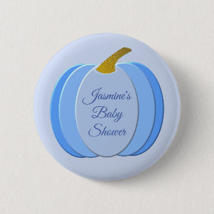 Niedlich Blue Baby Boy Pumpkin Custom Baby Dusche Button