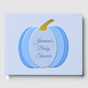 Niedlich Blue Baby Boy Pumpkin Custom Baby Dusche Gästebuch