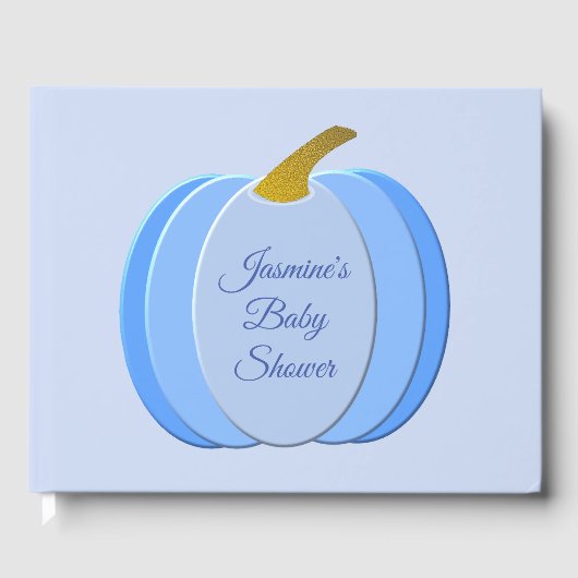 Niedlich Blue Baby Boy Pumpkin Custom Baby Dusche Gästebuch (Vorderseite)