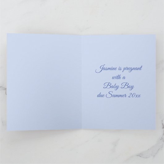 Niedlich Blue Baby Boy Pumpkin Gender Reveal Custo Karte (Innenseite)