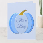 Niedlich Blue Baby Boy Pumpkin Gender Reveal Custo Karte (Vorderseite)