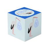 Niedlich Blue Baby Boy Storch Custom Foto Upload Würfel (Rückseite Schrägansicht)