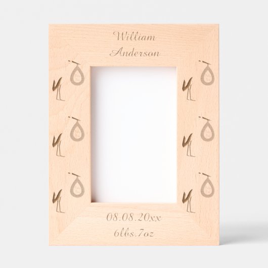 Niedlich Blue Baby Boy Storch Custom Geätzte Rahmen (Vorderseite)