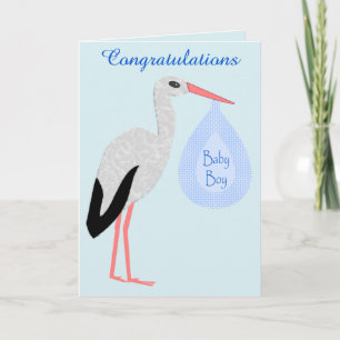 Niedlich Blue Baby Boy Storch Custom Karte