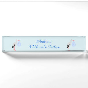 Niedlich Blue Baby Boy Storch Custom Namensplakette