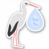 Niedlich Blue Baby Boy Stork Aufkleber (Vorderseite)
