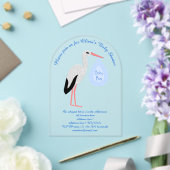 Niedlich Blue Baby Boy Stork Baby Dusche Custom Acryleinladungen (Insitu (Hochzeit))