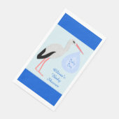 Niedlich Blue Baby Boy Stork Baby Dusche Custom Serviette (Ecke)