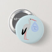 Niedlich Blue Baby Boy Stork Button (Vorne & Hinten)