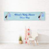 Niedlich Blue Baby Boy Stork Custom Baby Dusche Banner (Insitu)