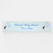 Niedlich Blue Baby Boy Stork Custom Baby Dusche Banner (Horizontal)