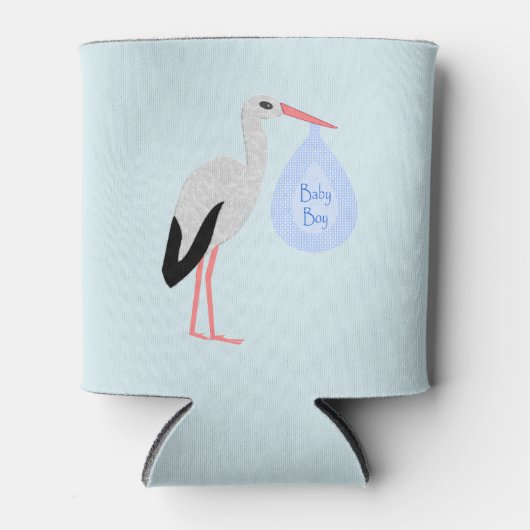 Niedlich Blue Baby Boy Stork Dosenkühler (Vorderseite)