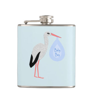 Niedlich Blue Baby Boy Stork Flachmann
