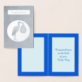 Niedlich Blue Baby Boy Stork Folienkarte (Anzeige)