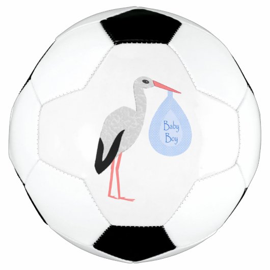 Niedlich Blue Baby Boy Stork Fußball (Vorderseite)