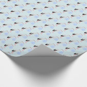 Niedlich Blue Baby Boy Stork Geschenkpapier (Ecke)