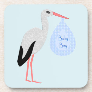 Niedlich Blue Baby Boy Stork Getränkeuntersetzer