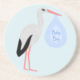Niedlich Blue Baby Boy Stork Getränkeuntersetzer