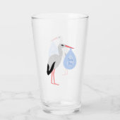 Niedlich Blue Baby Boy Stork Glas (Rückseite)