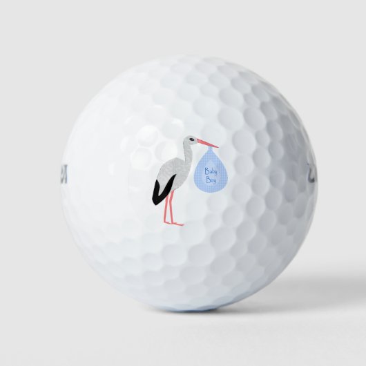 Niedlich Blue Baby Boy Stork Golfball (Vorderseite)