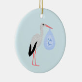 Niedlich Blue Baby Boy Stork Keramik Ornament (Rechts)