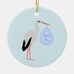 Niedlich Blue Baby Boy Stork Keramik Ornament