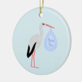 Niedlich Blue Baby Boy Stork Keramik Ornament (Links)