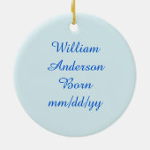 Niedlich Blue Baby Boy Stork Keramik Ornament (Hinten)