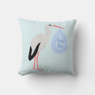 Niedlich Blue Baby Boy Stork Kissen