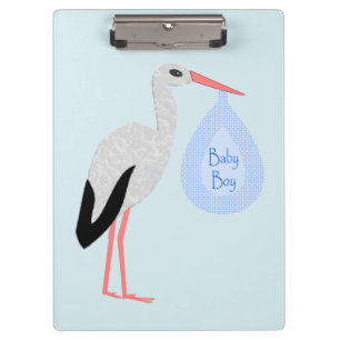 Niedlich Blue Baby Boy Stork Klemmbrett