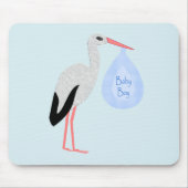 Niedlich Blue Baby Boy Stork Mousepad (Vorne)