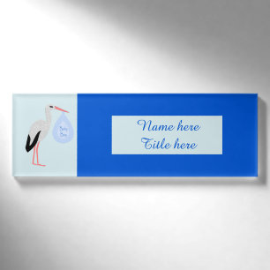Niedlich Blue Baby Boy Stork Namenschild