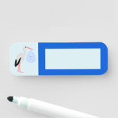 Niedlich Blue Baby Boy Stork Namensschild (Beispiel)
