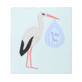Niedlich Blue Baby Boy Stork Notizblock (Vorderseite)