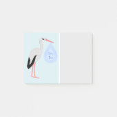 Niedlich Blue Baby Boy Stork Post-it Klebezettel (Vorderseite)