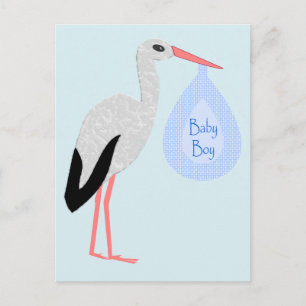 Niedlich Blue Baby Boy Stork Postkarte