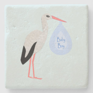 Niedlich Blue Baby Boy Stork Steinuntersetzer
