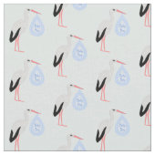 Niedlich Blue Baby Boy Stork Stoff (Nahaufnahme)